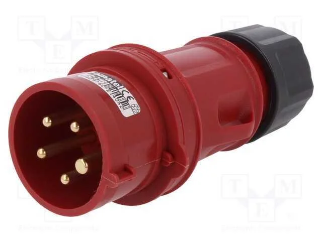 Conector: de alimentação AC 3 fases, ficha, macho.