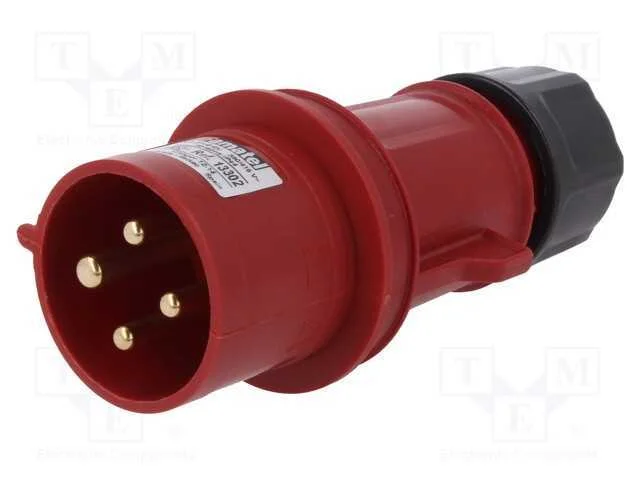 Conector: de alimentação AC 3 fases, ficha, macho.