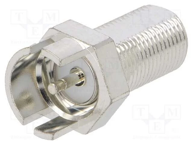 Tomada, F, fêmea, de borda, 75O, solda, para PCB,.