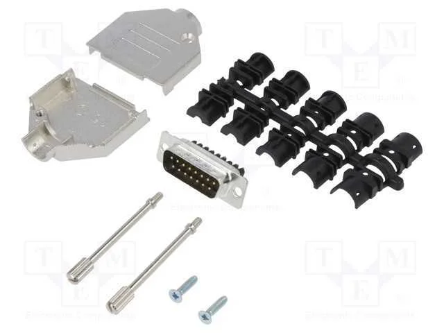 D-Sub, PIN: 15, macho, simples, terminal parafusa.