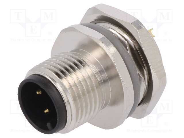Tomada, M12, Pin: 3, Macho, Código A-Devicenet / Canopen, Solda