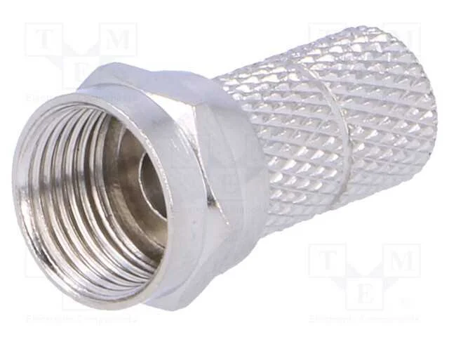 Ficha, F, macho, simples, RG59, 6mm, twist-on, co.