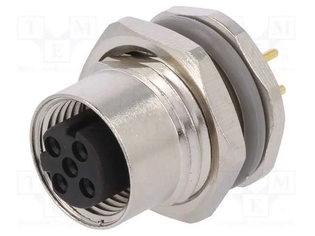 Tomada, M12, PIN: 4, fêmea, código D-Ethernet, TH.