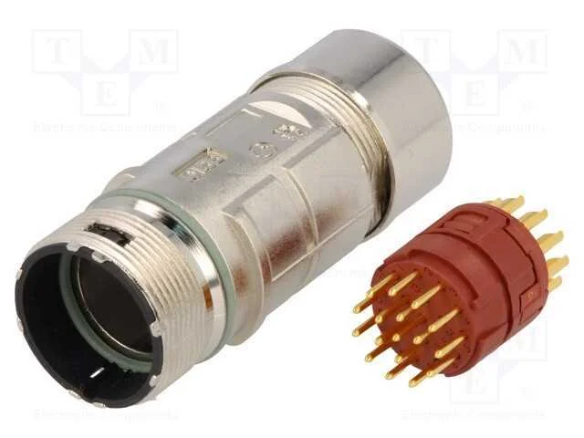 Conector: M23, Ficha, Pin: 17, Macho, Solda, com Cabo, Simples, 7a