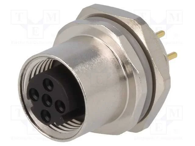 Tomada, M12, PIN: 4, fêmea, código D-Ethernet, TH.