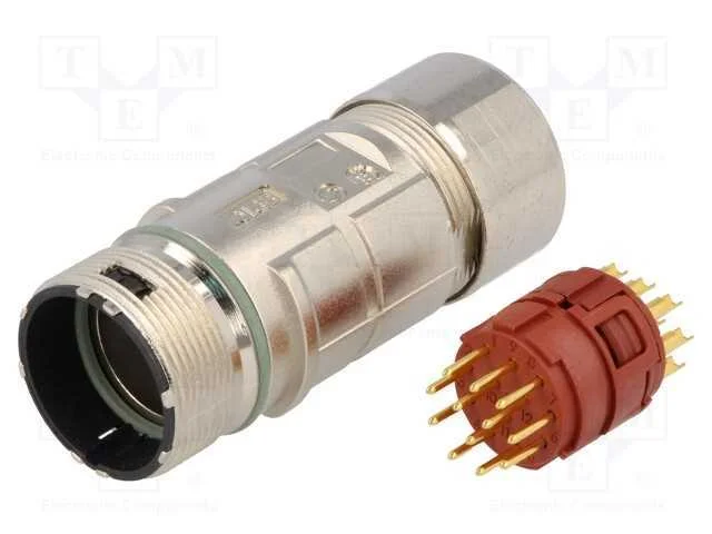 Conector: M23, Ficha, Pin: 12, Macho, Solda, com Cabo, Simples, 7a