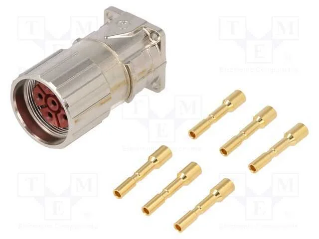 Conector: M23, Tomada, Pin: 6, Fêmea, Cerrar, Simples, 25a, Blindadas