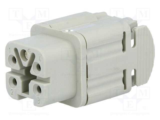 Conector: Hdc, Inserto de Contatos, Fêmea, C146, Pin: 5, 4+Pe, 10a