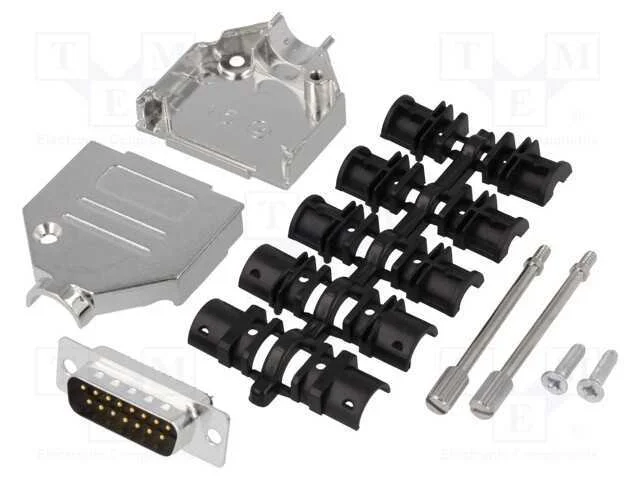 D-Sub, PIN: 15, ficha, macho, solda, com cabo, pr.