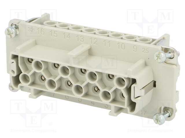 Conector: Hdc, Inserto de Contatos, Fêmea, C146, Pin: 16, 16+Pe