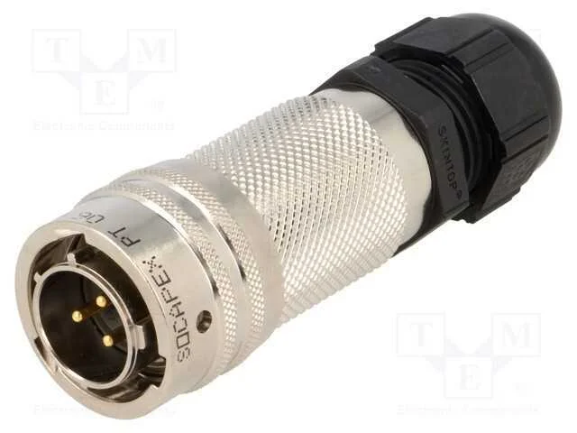 Conector: Redondos, com Cabo, Pt/451, Ficha, Macho, Pin: 3, Dourado