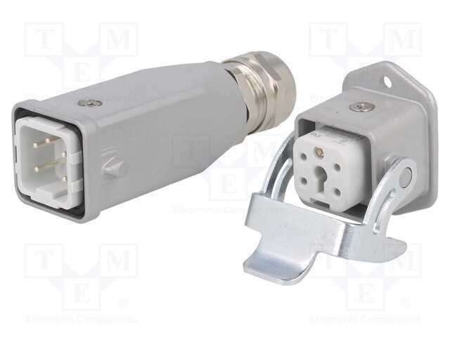 Conector: Hdc, Macho + Fêmea, C146, Pin: 5, 4+Pe, Tamanho A3, M20