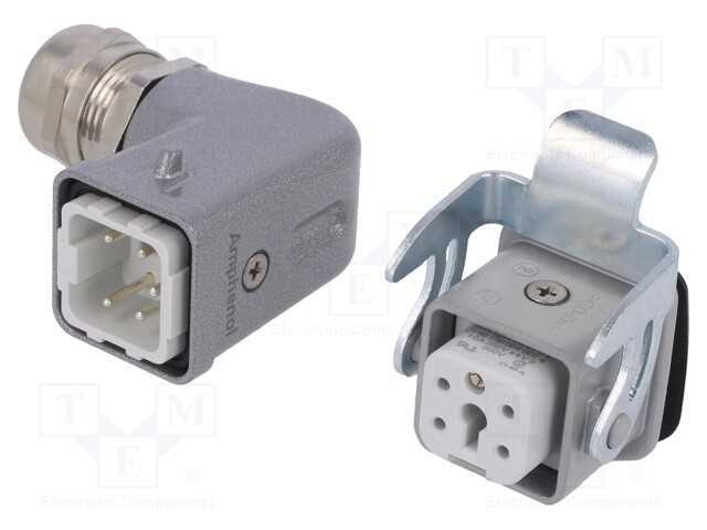 Conector: Hdc, Macho + Fêmea, C146, Pin: 5, 4+Pe, Tamanho A3, M20