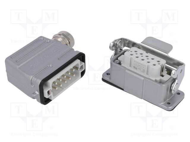 Conector: HDC, macho + fêmea, C146, PIN: 10, 10+P.