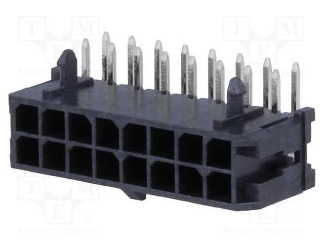 Tomada, Fio-Placa, Macho, Micro-Fit 3.0, 3mm, Pin: 16, Tht, 5a, 600v