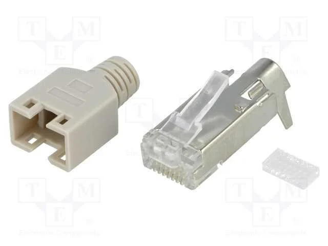 Ficha, RJ45, PIN: 8, blindadas,com o anel proteto.
