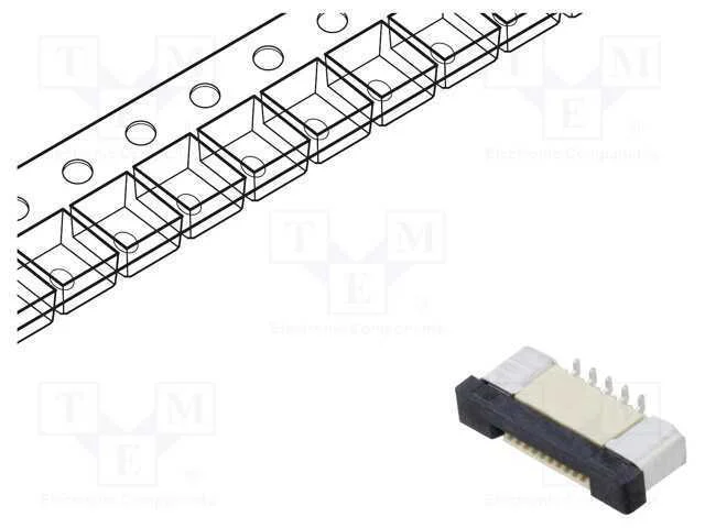Conector: FFC/FPC, verticais, PIN: 10, ZIF, SMT, .
