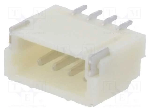 Tomada, fio-placa, macho, 1mm, PIN: 4, SMT, 50V, .