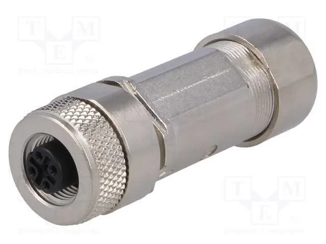 Ficha, M12, Pin: 4, Fêmea, Código D-Ethernet, com Cabo, Ip67