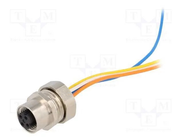 Tomada, M12, Pin: 4, Fêmea, Código D-Ethernet, Fios, Rosca: M16x1,5