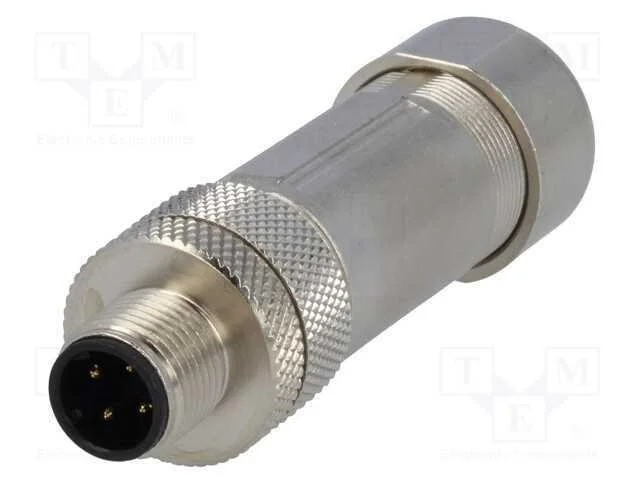 Ficha, M12, Pin: 4, Macho, Código D-Ethernet, com Cabo, Simples