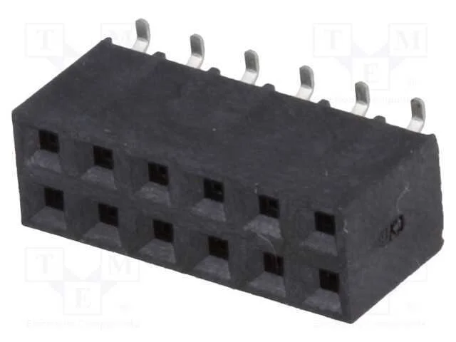 Tomada, pinos, fêmea, PIN: 12, verticais, 2,54mm,.