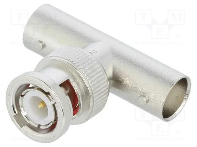 T- conector, BNC tomada x2,BNC ficha, 50O, delrin.