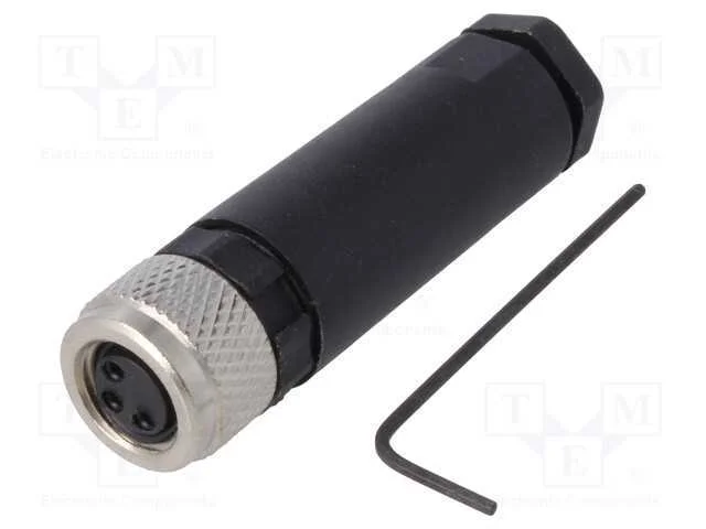 Conector: M8, Fêmea, Pin: 3, com Cabo, Ficha, 3a, Ip67, 60v