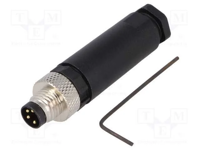 Conector: M8, macho, PIN: 4, com cabo, ficha, 3A,.