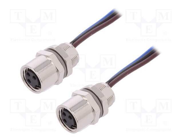 Conector: M8, Compr: 0,2m, fêmea, PIN: 3, para pa.