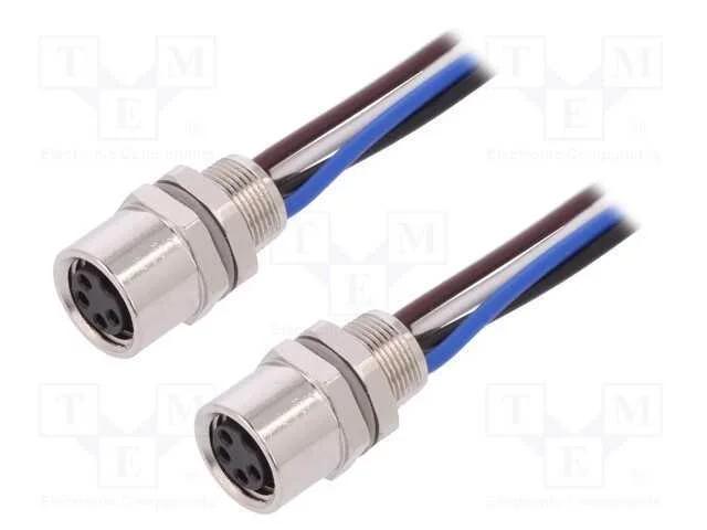 Conector: M8, Compr: 0,2m, Fêmea, Pin: 4, para Painel,Porca de Trás