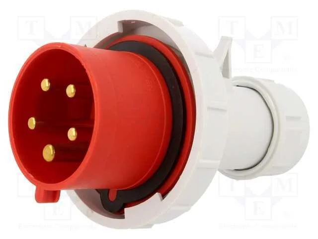 Conector: de alimentação AC 3 fases, ficha, macho.