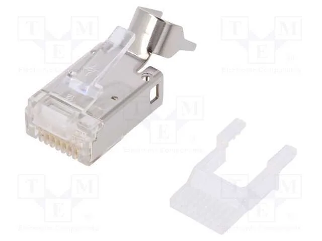 Ficha, RJ45, PIN: 8, Cat: 6a, blindadas, dourado,.