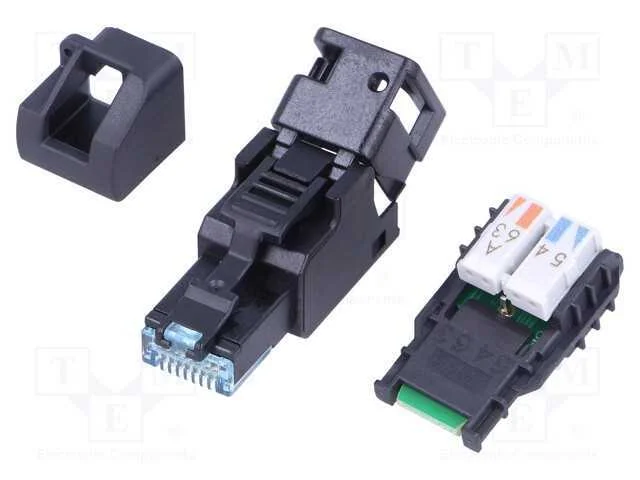 Ficha, RJ45, PIN: 8, Cat: 6a, não blindados,com a.