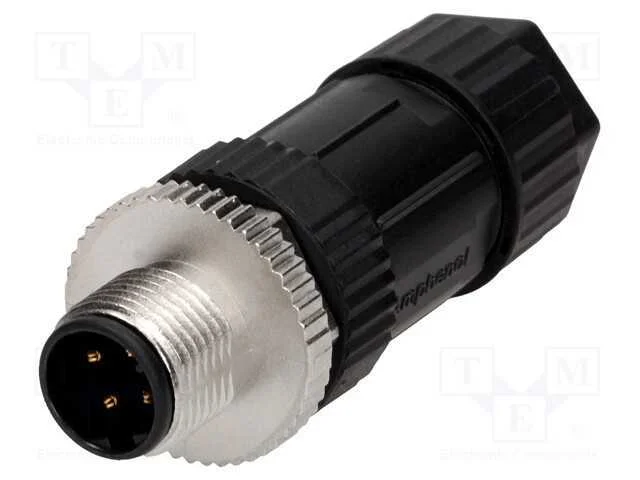 Ficha, M12, Pin: 4, Macho, Código D-Ethernet, com Cabo, Ip67, 250v