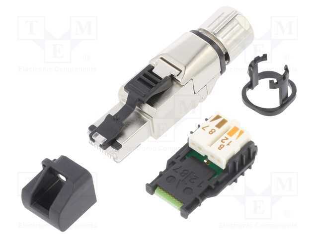 Ficha, RJ45, PIN: 8, Cat: 6a, blindadas,com a tap.