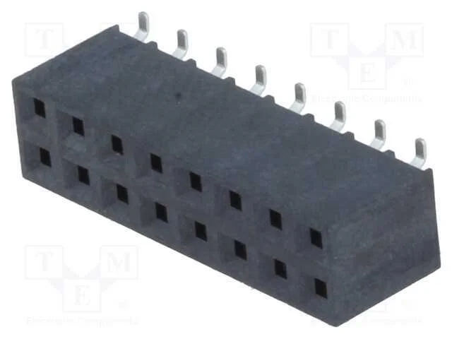 Tomada, pinos, fêmea, PIN: 16, verticais, 2,54mm,.