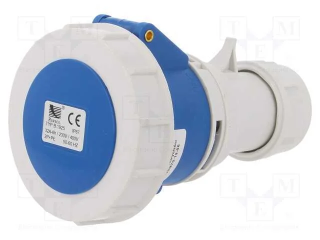 Conector: de alimentação, ficha, fêmea, 32A, 400V.
