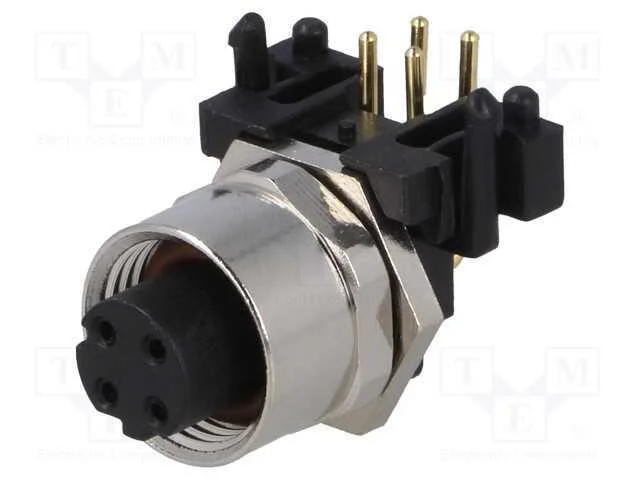 Tomada, M12, Pin: 4, Fêmea, Código D-Ethernet, Tht, Ip65,Ip67, 250v