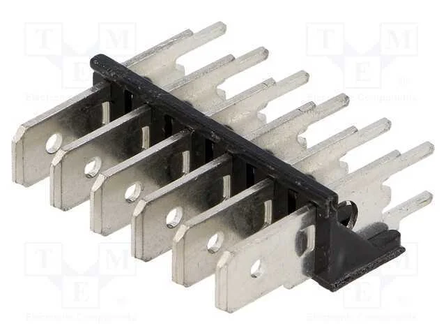 Conetor: Listel de Conectores, 6,3mm, 0,8mm, Tht, Latão, Estanhado