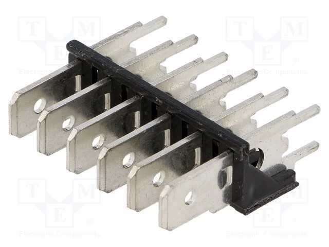 Conetor: Listel de Conectores, 6,3mm, 0,8mm, Tht, Latão, Estanhado