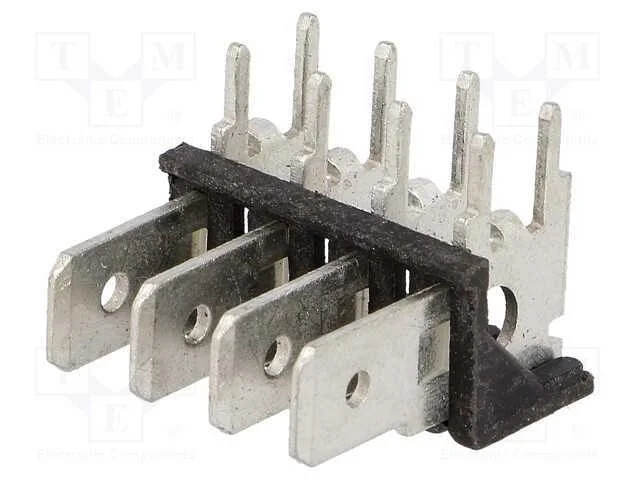 Conetor: Listel de Conectores, 6,4mm, 0,8mm, Tht, Aço, Estanhado