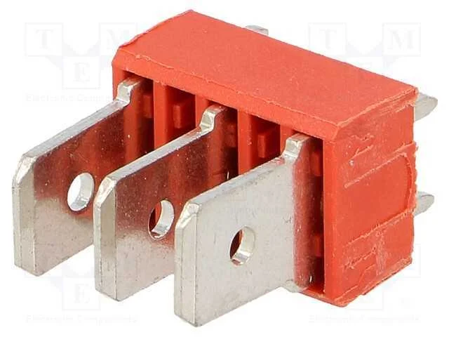 Conetor: Listel de Conectores, 6,4mm, 0,8mm, Tht, Aço, Estanhado