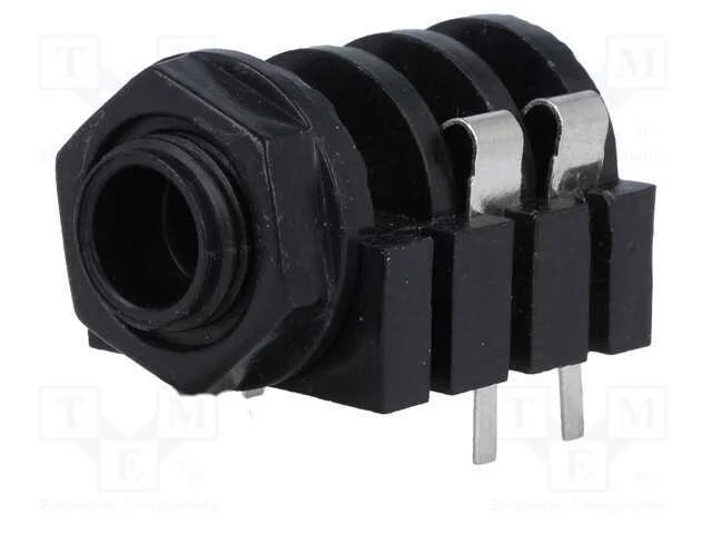 Tomada, Jack 6,3mm, Fêmea, Mono, Faixas: 2, para Painel, Tht