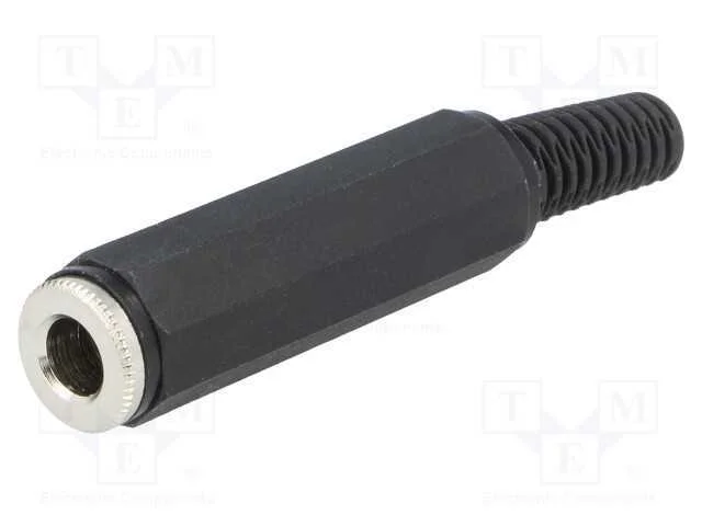 Ficha, Jack 6,3mm, F&ecirc;mea, Stereo,Com o Anel Protetor, Faixas: 3