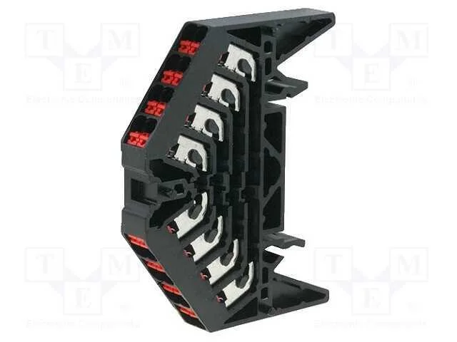 Conector: de Carril, 1,5mm2, Faixas: 4, Braçadeiras: 16, Preta, 10a