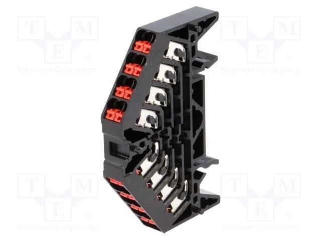 Conector: de Carril, 1,5mm2, Faixas: 4, Braçadeiras: 16, Preta, 10a