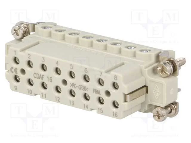 Conector: HDC, fêmea, CDA, PIN: 16, 16+PE, tamanh.
