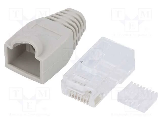 Ficha, RJ45, PIN: 8, Cat: 6, não blindados,com pr.