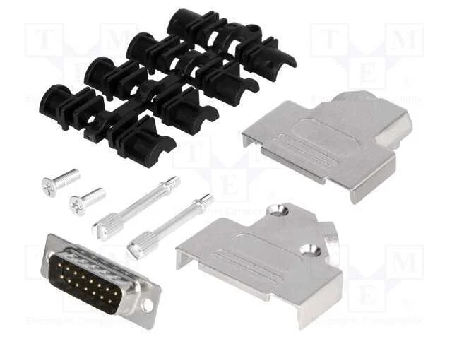 D-Sub, Pin: 15, Ficha, Macho, Angulares 45, Solda, com Cabo